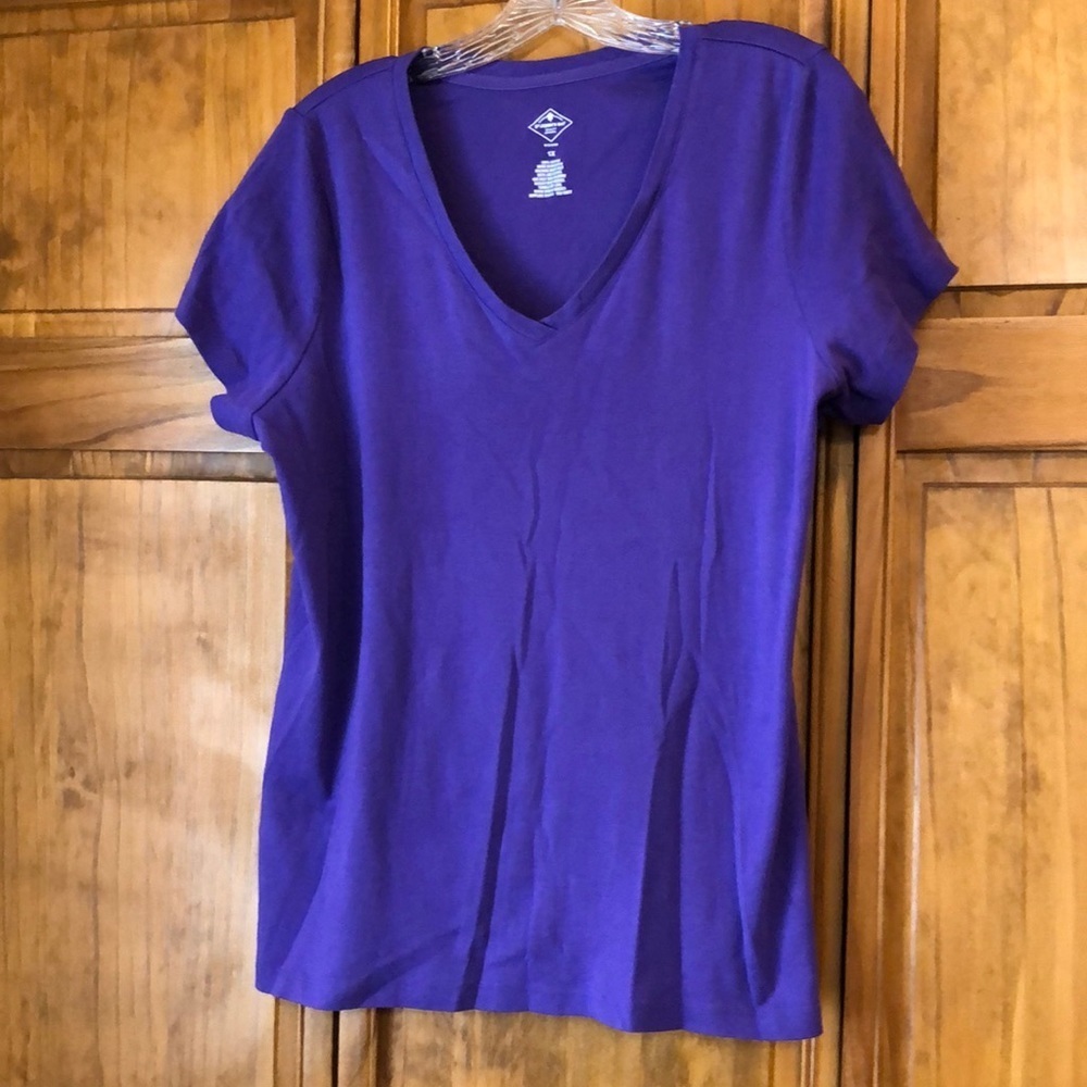 St John’s Bay Purple Short Sleeve V-neck Tee 1X